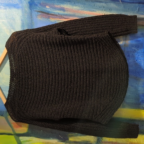 Lauren Ralph Lauren black woven boat neck sweater ladies medium - Picture 5 of 11